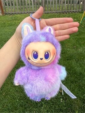 Plush Purple Labubu Pastel Stuffed  Animal Keychain Plush Toy